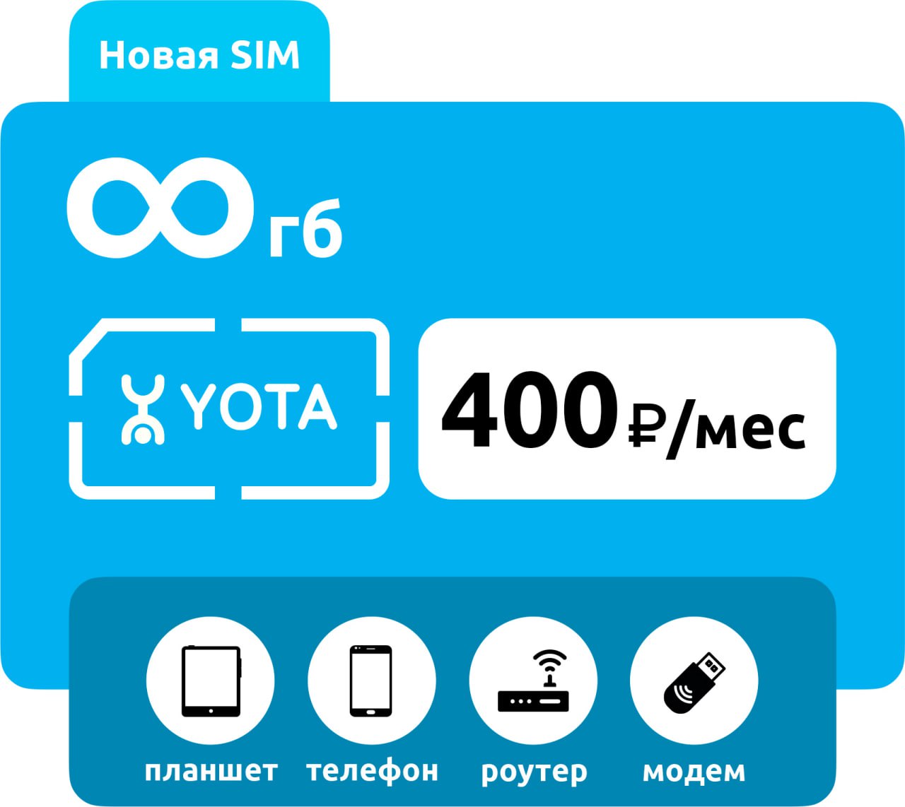 SIM-карта Yota 400 без раздачи (для любого устройства) фото