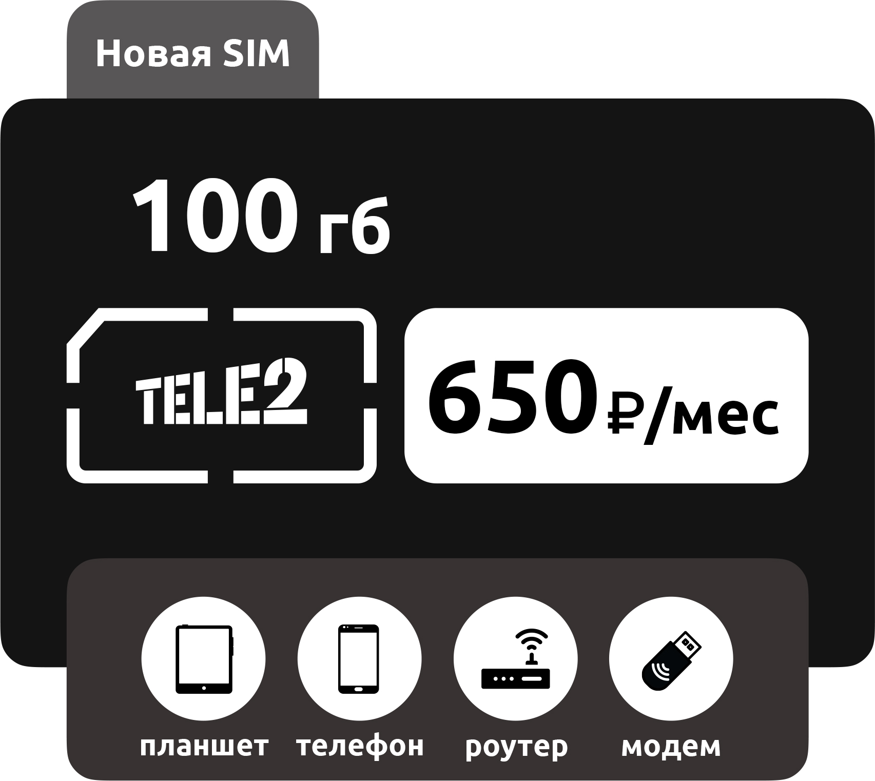 SIM-карта Теле2 100 ГБ фото