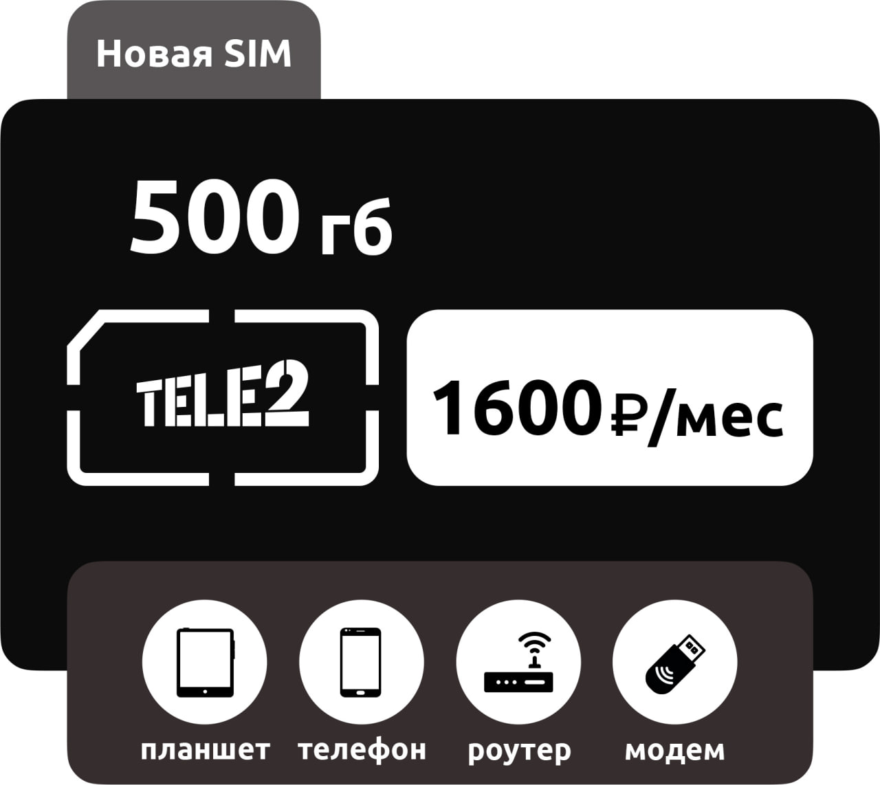 SIM-карта Теле2 500 ГБ фото