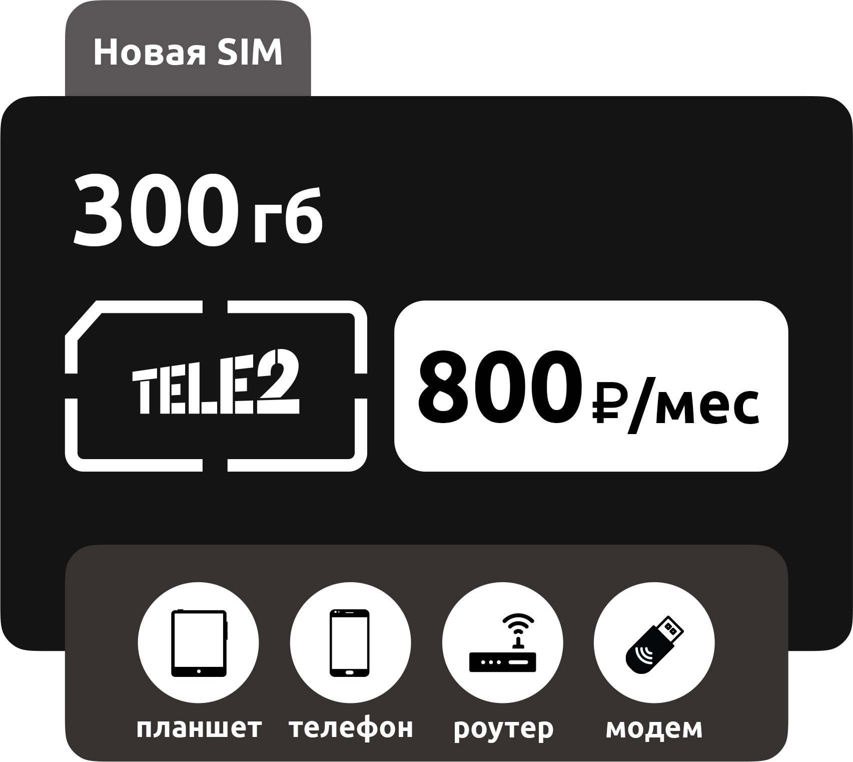 SIM-карта Теле2 300 ГБ фото