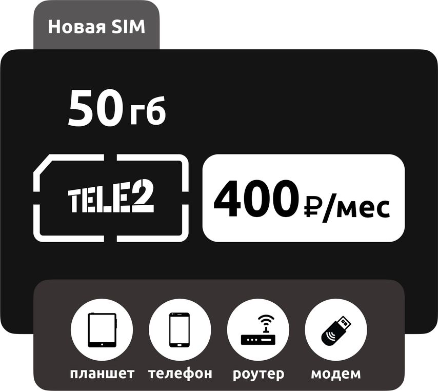 SIM-карта Теле2 50 ГБ фото