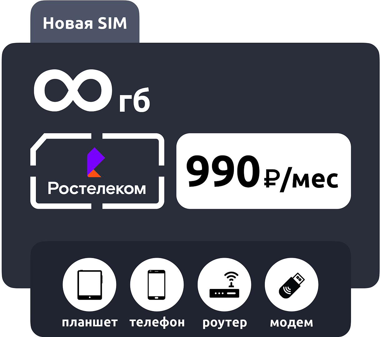 SIM-карта Ростелеком 990 фото