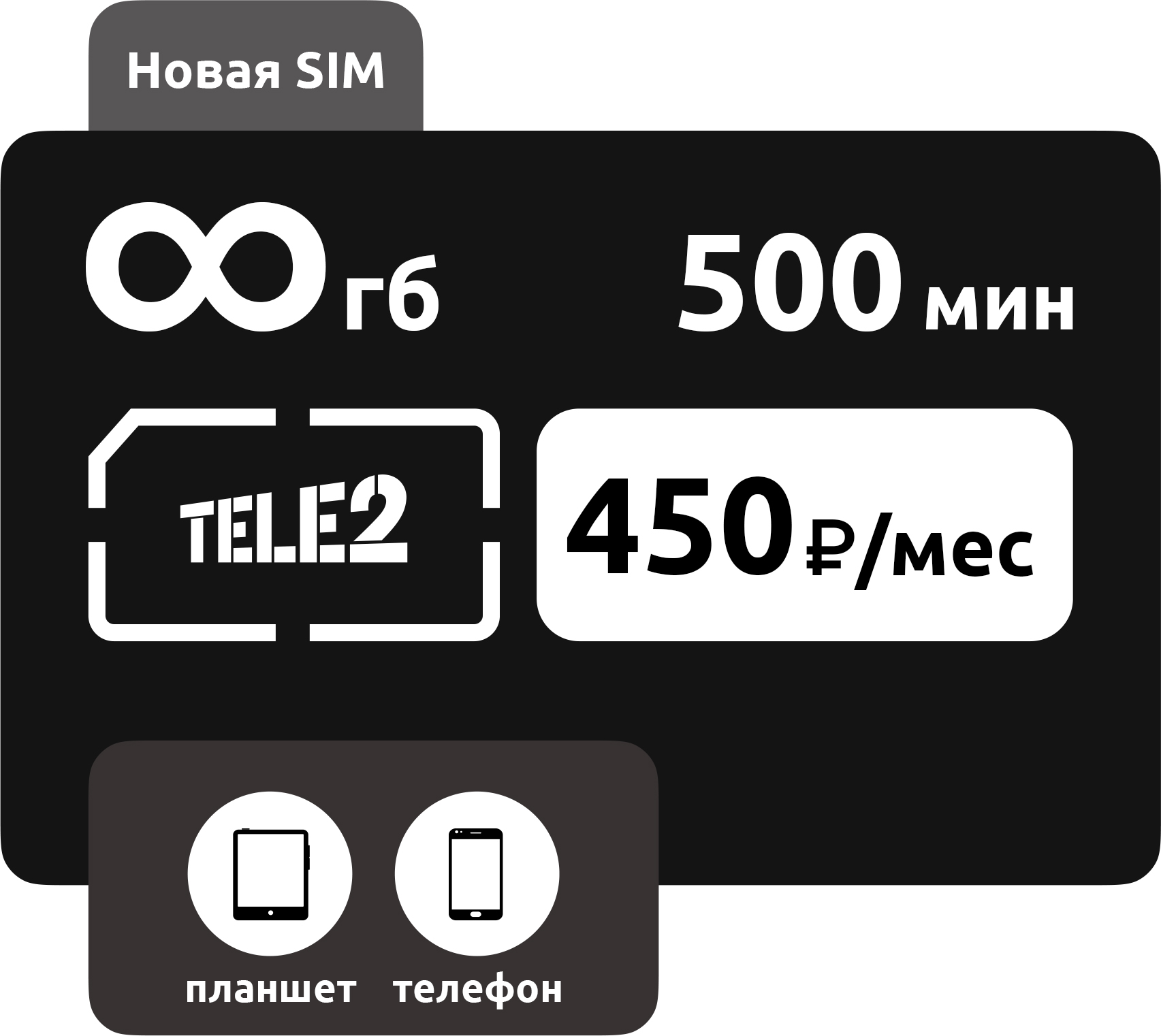SIM-карта Теле2 Иллюзион M 450 руб/мес фото