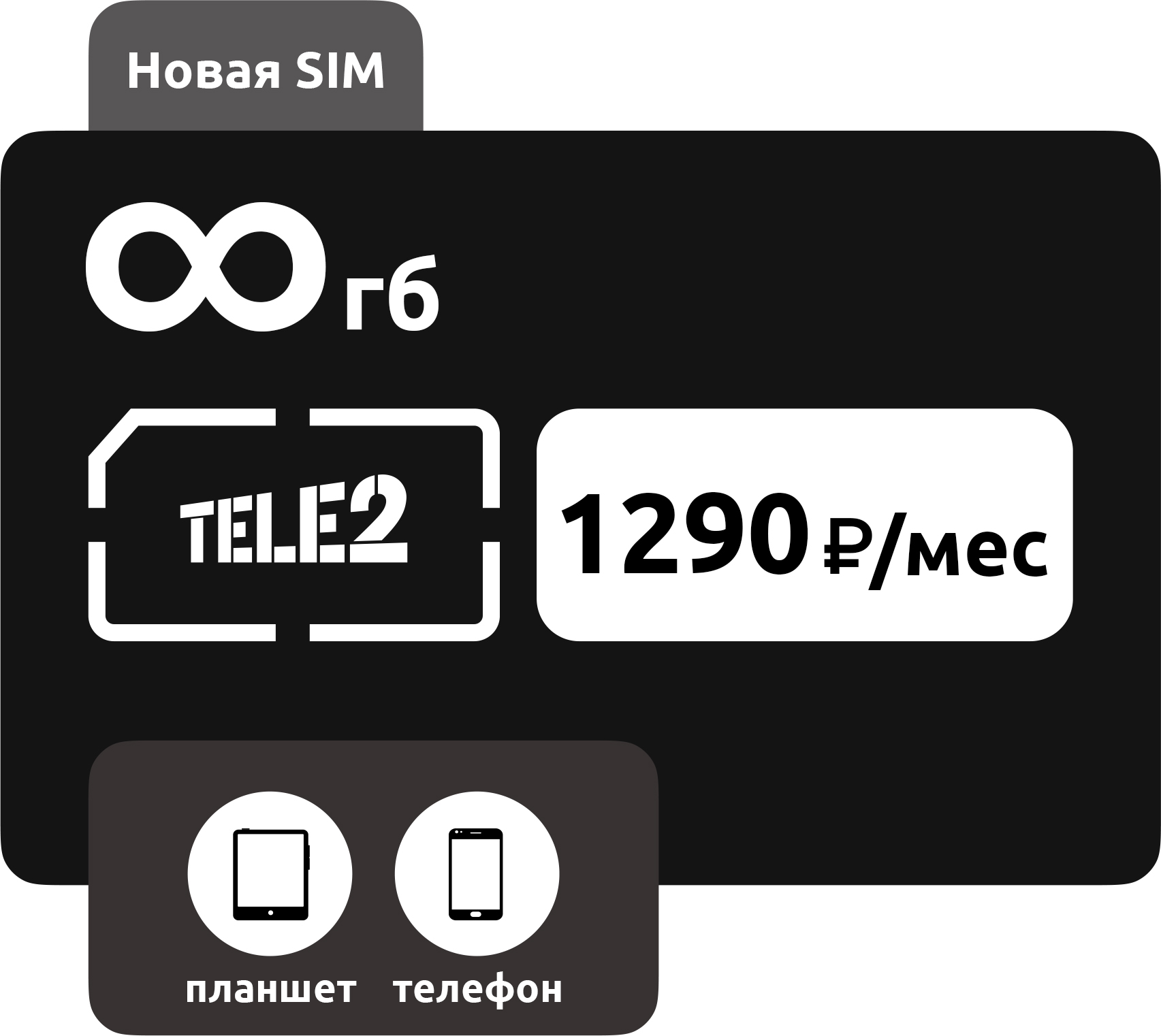 SIM-карта Теле2 1290 руб/мес безлимит фото