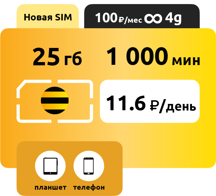 SIM-карта Билайн Турбо 350 руб/месяц фото