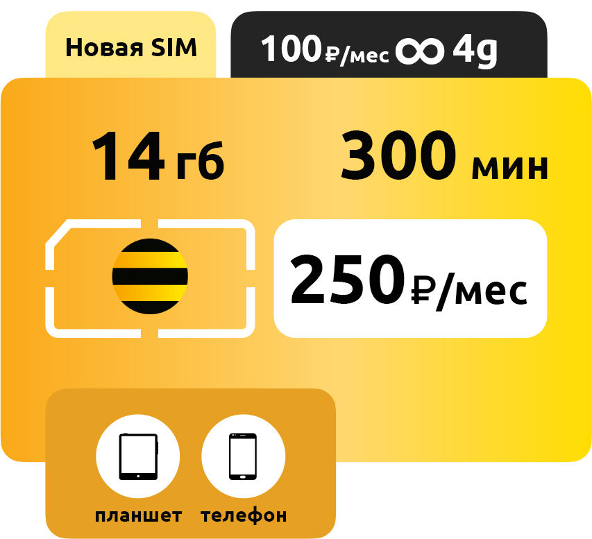 SIM-карта Билайн С2 250 руб/месяц фото